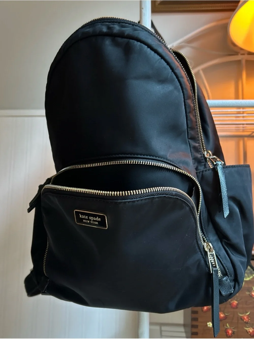 kate spade Black Nylon Backpack with Gold Hardware